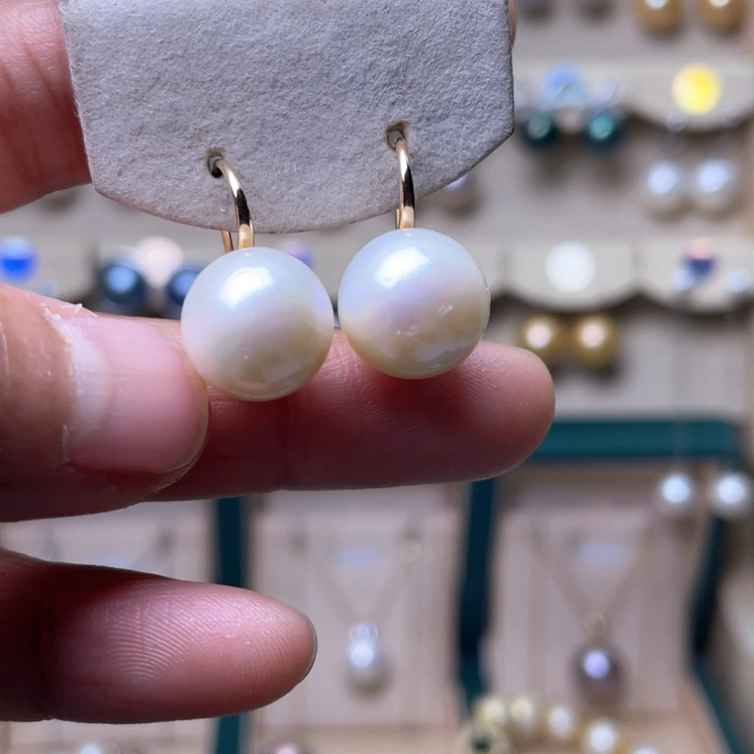 淡水珍珠耳环银S925镶嵌