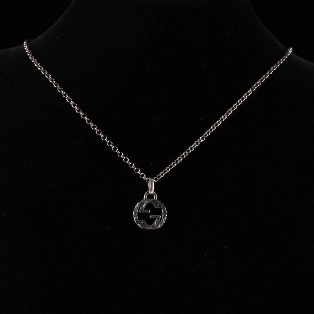99新 GUCCI/古驰 小花Jerry活动 AG925 银 做旧复古项链