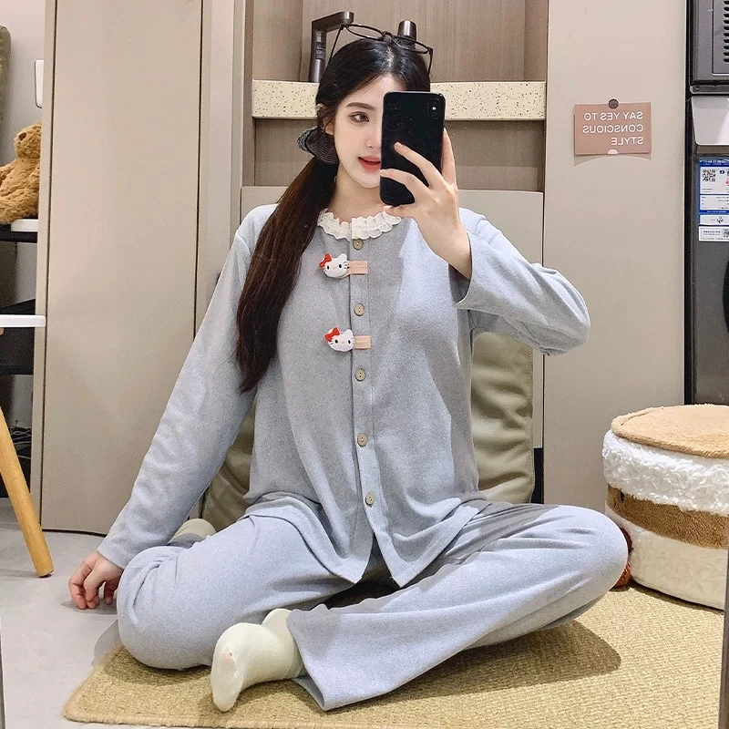 Hellokitty猫睡衣女款冬季德绒加厚长袖家居服套装2678#