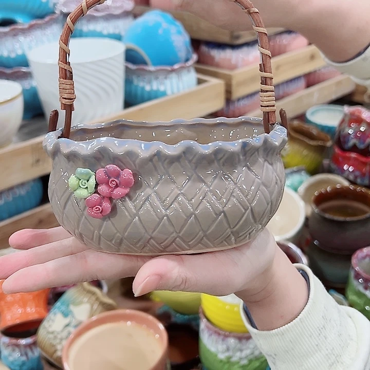 有孔，凑单福利满10元发货陶瓷多肉花盆！