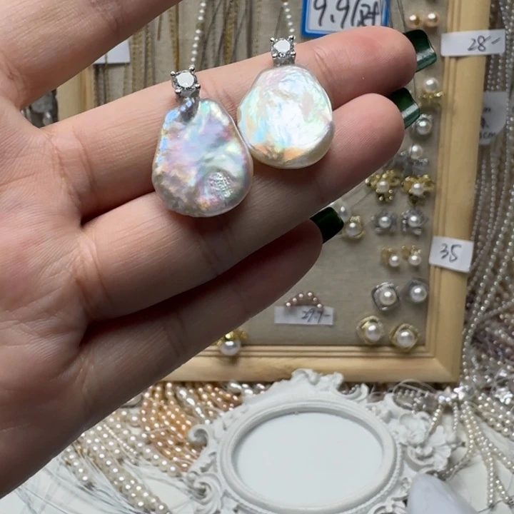 银S925镶嵌成品淡水珍珠