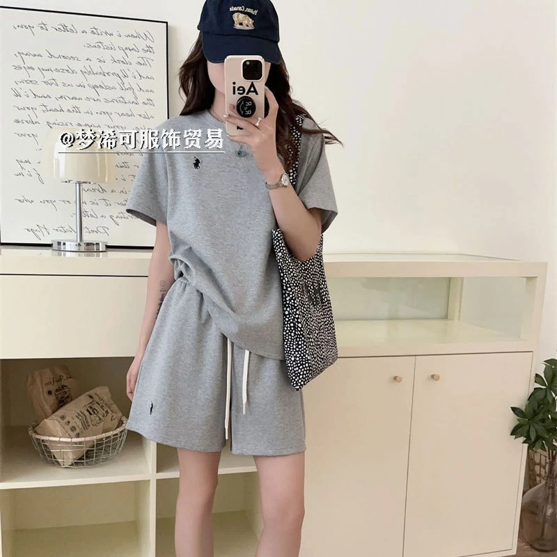 欧货休闲运动时尚套装女夏季宽松韩版短袖短裤高级感显瘦两件套潮