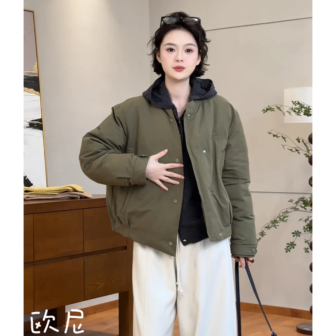 欧尼私服 2025冬季新款斜口立领风衣派克羽绒服气质外套2511C7554