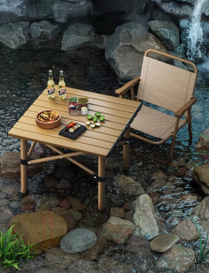 户外折叠桌便携式碳钢野餐桌子露营折叠桌子轻便露营蛋卷桌长桌椅