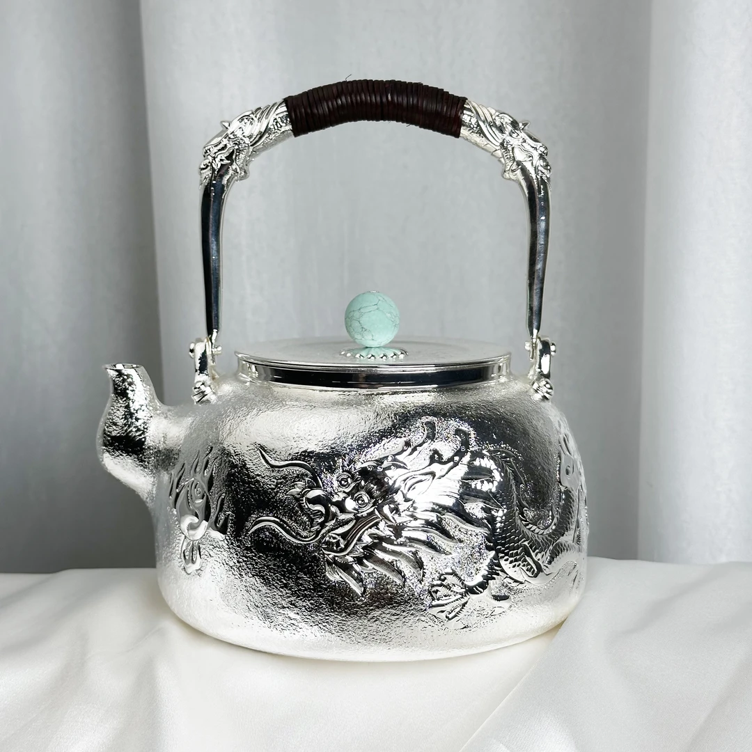 -手工篆刻龙纹中提梁壶烧水壶999