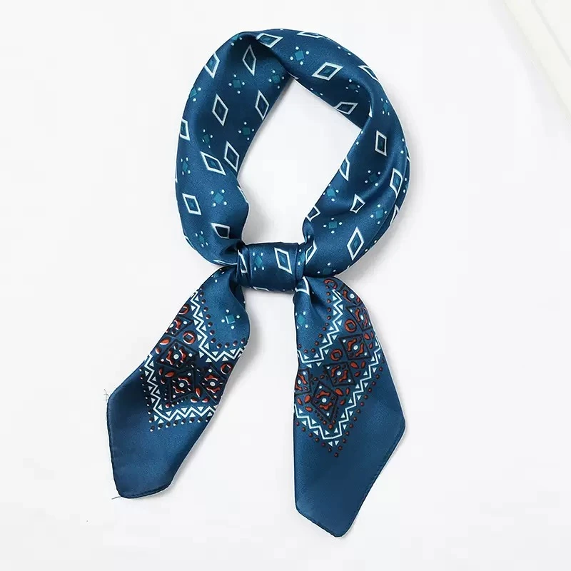 【蓝色菱格】70新款方巾尺寸女丝巾AS1226