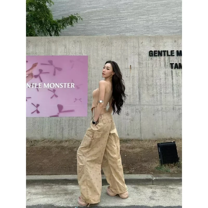 【K十字花裤子合集】国潮多口袋伞兵裤工装裤显瘦高腰直筒时尚休闲