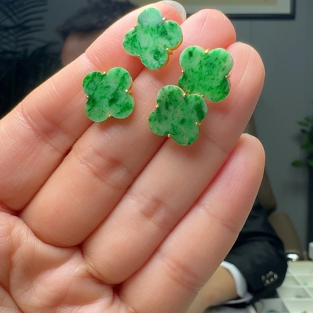 翡翠银S925镶嵌耳饰多样性发货其一