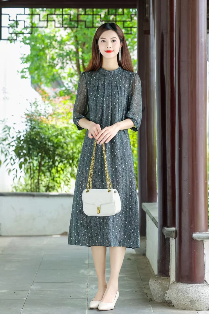 【时装高定款】碧落气质修身时尚休闲夏季高端大码妈妈装连衣裙