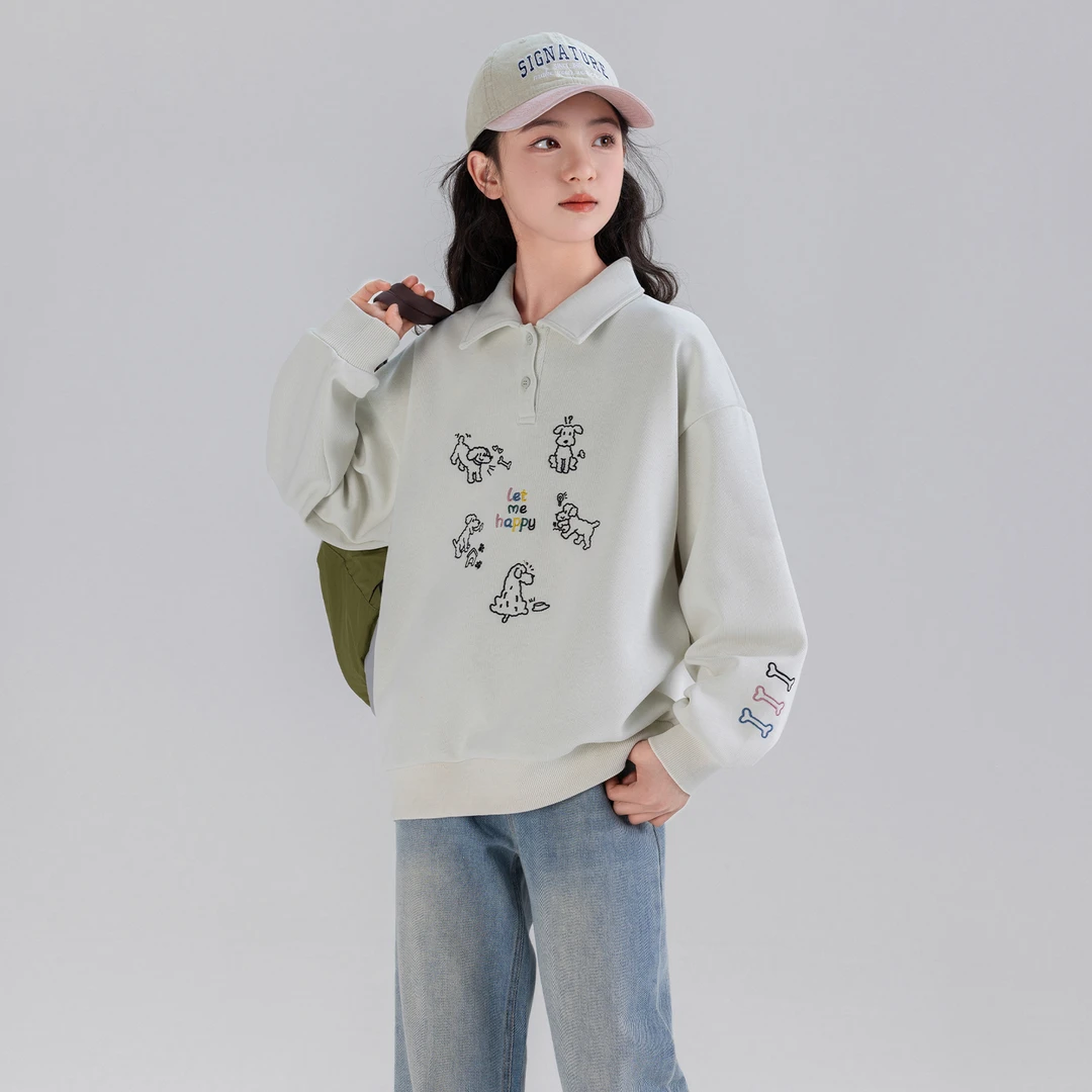 女童卫衣春秋2025新款儿童洋气时髦上衣女大童Polo领衣服Q62221