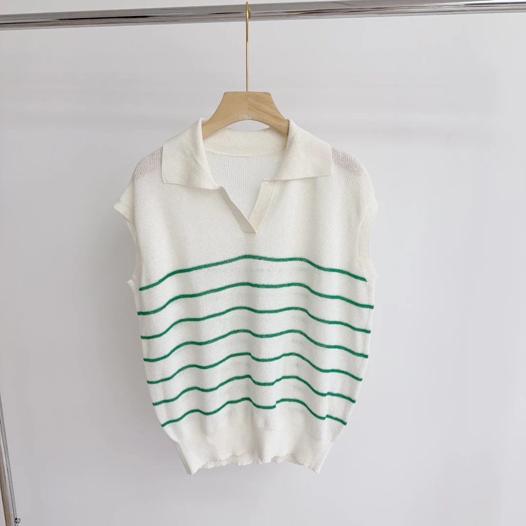 E222 韩系条纹纹理感休闲夏款针织衫