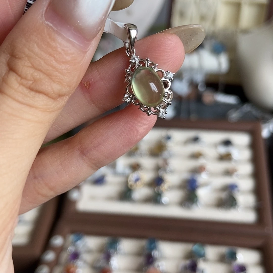 五***圈水晶戒指银S925镶嵌葡萄石吊坠