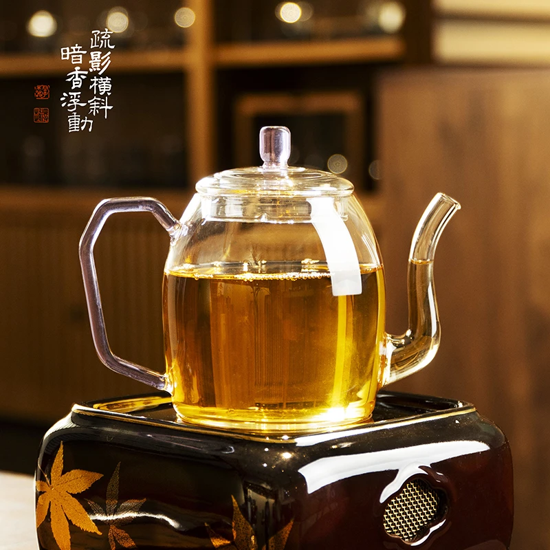 暗香疏影/秦权壶大容量高硼硅耐热玻璃煮茶器家用办公烧水煮茶
