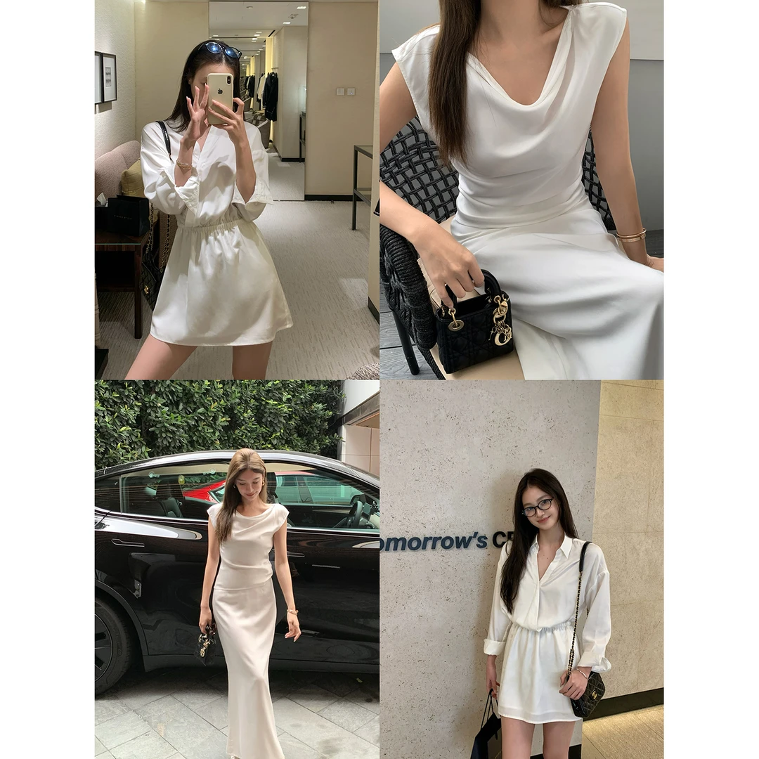 施薇靓 天丝铜氨系列 独特漂亮100天丝衬衫裙高级感连衣裙