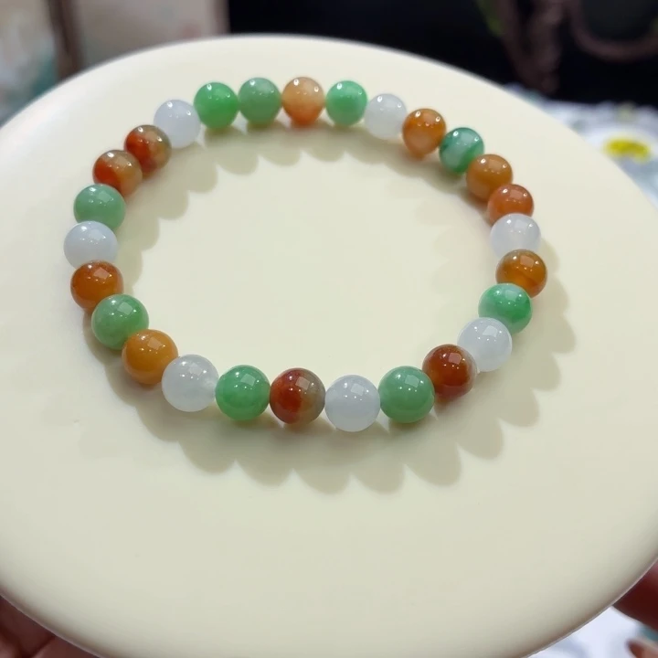 翡翠未镶嵌手链冰胶多宝卡6.9