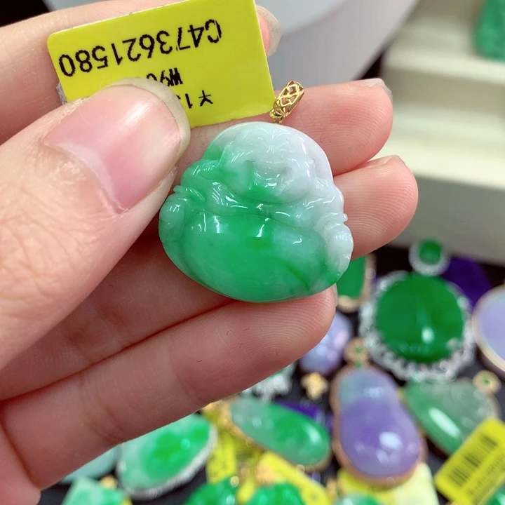 翡翠18K金镶嵌吊坠(不含链)