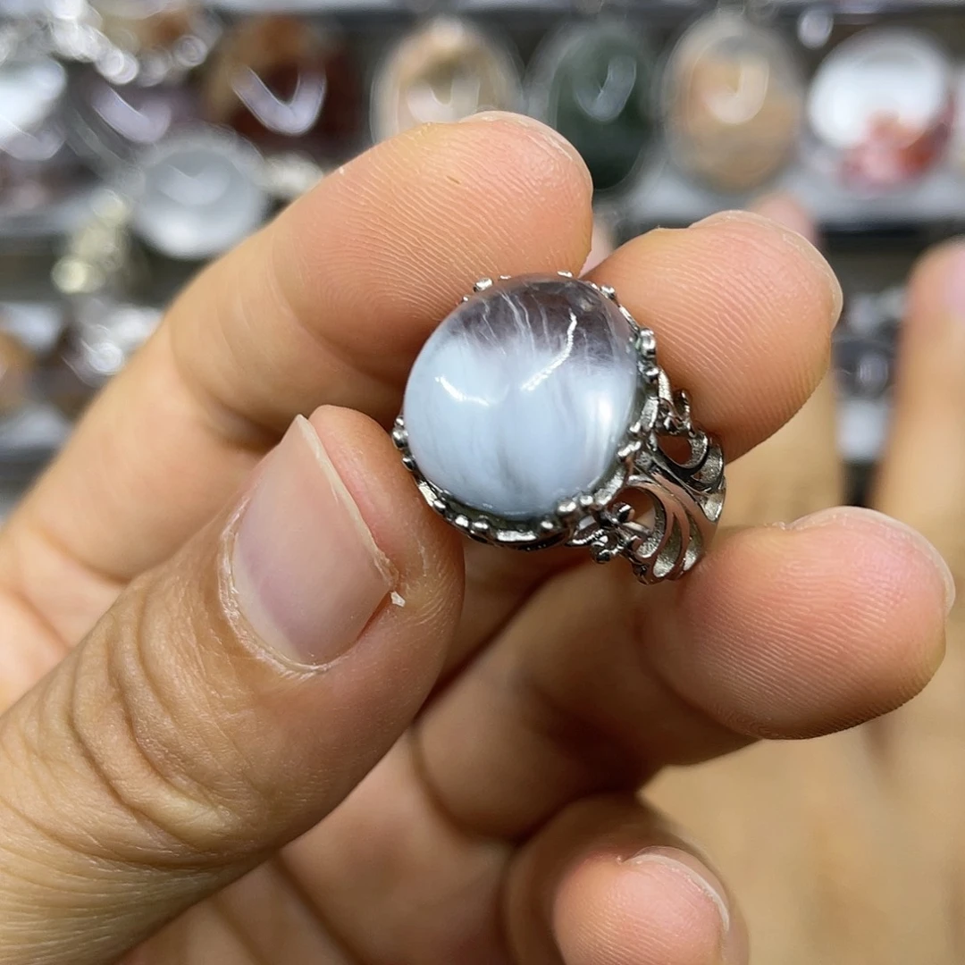 【闪购商品】银S925镶嵌珠宝半成品水晶戒指