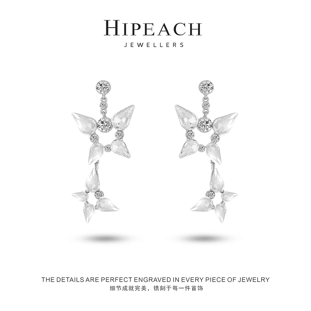 铜合金耳饰 镀K金名媛蝴蝶花耳环HTSDM068