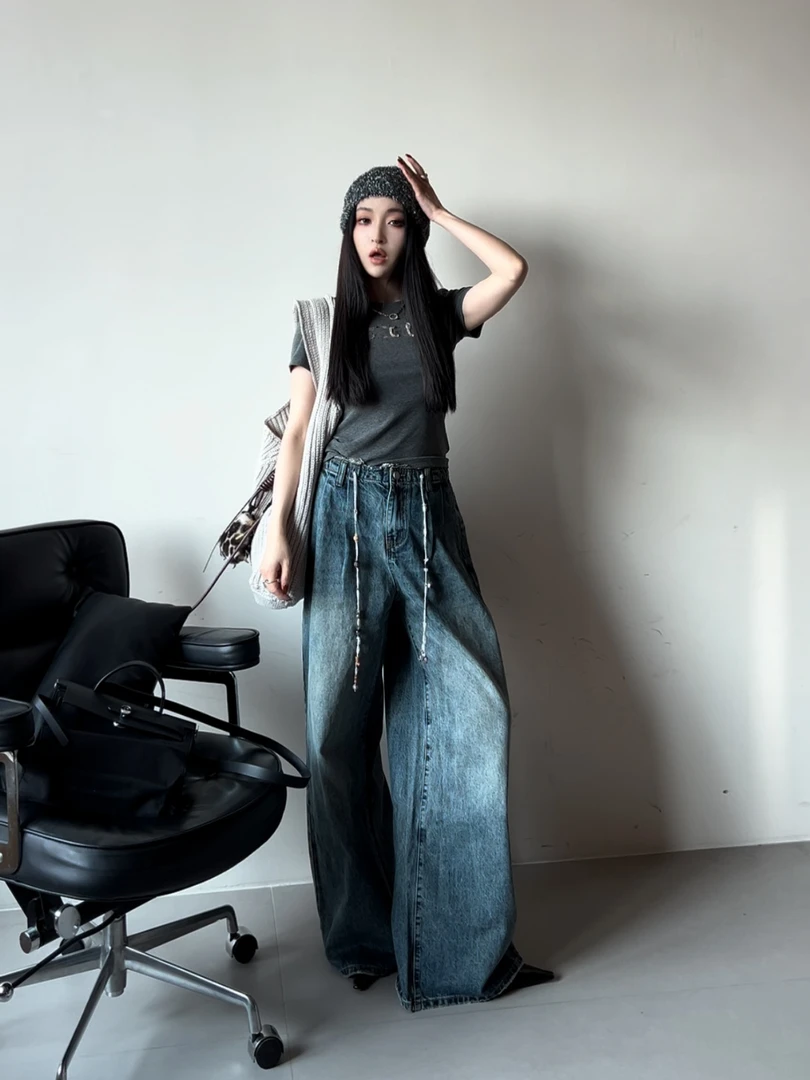 SOLSOL-SHELLE ARTISTE25新品流苏直筒牛仔裤250805PSH002