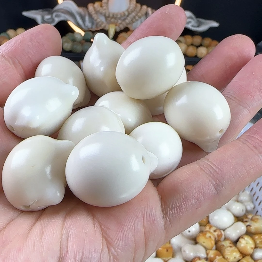 菩提根/象牙果手串瑕疵白色猫头5颗不挑瑕有裂