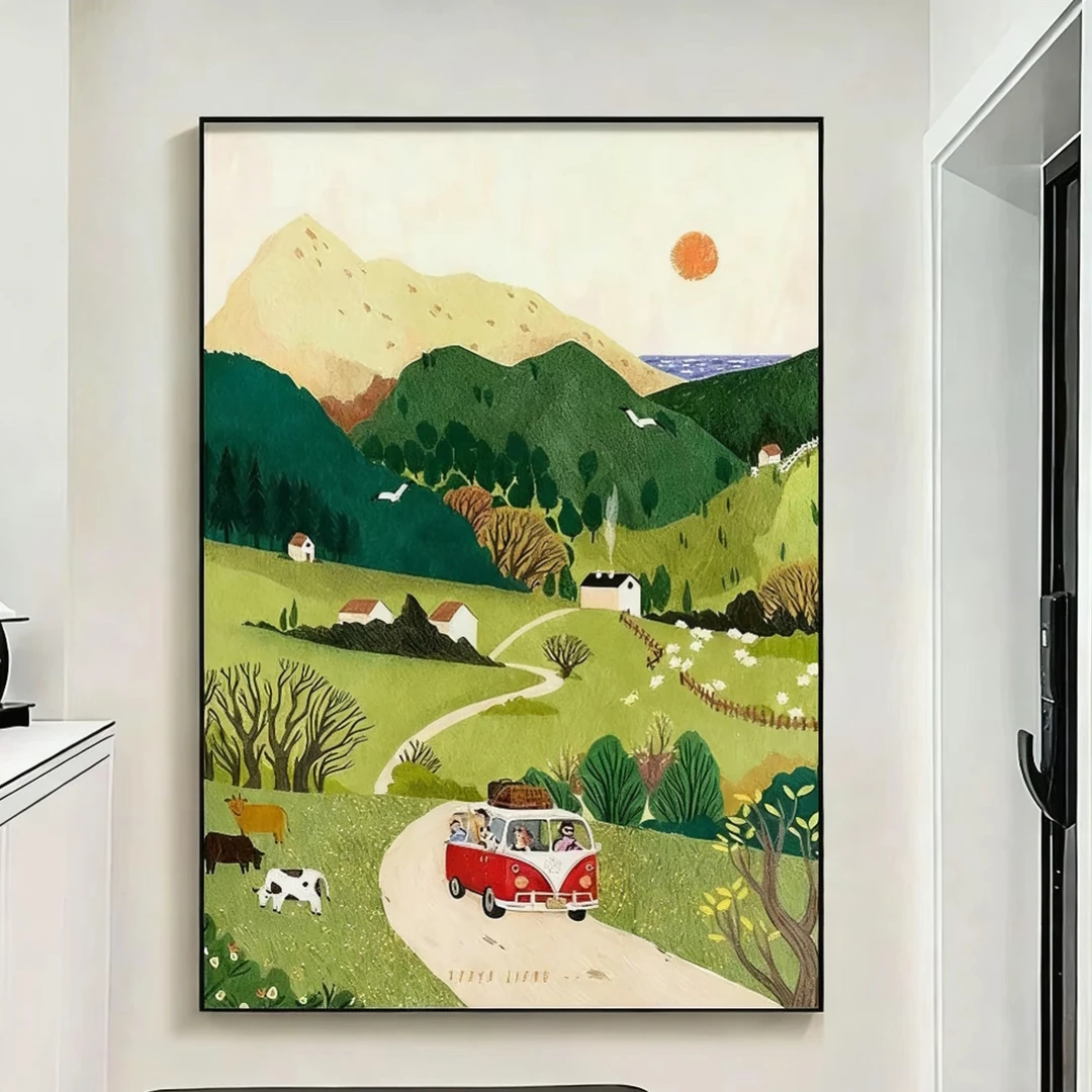 《旅途美景》式高级感沙发落地画简约客厅背景墙挂画80120