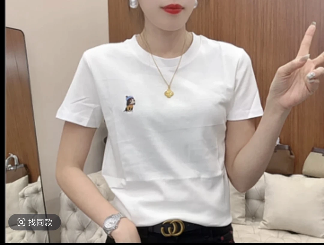 蜜姐家 新款时尚百搭小狗刺绣上衣