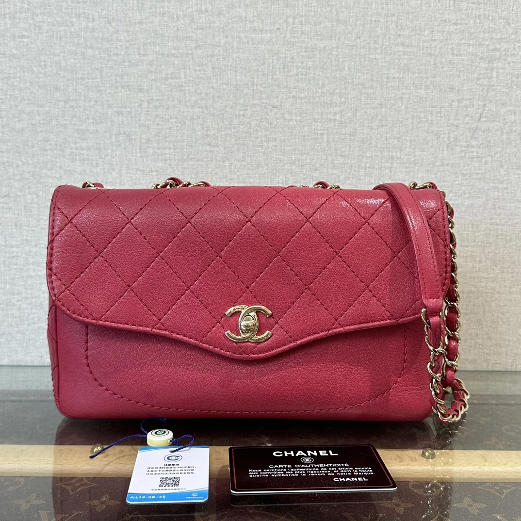 95新 Chanel/香奈儿 红金单肩斜挎链条包 16251