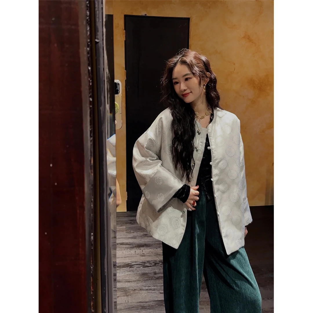 【陈陈专属】三吉黑花 【晚竹间】新款爆款女秋冬季中式老钱风棉服