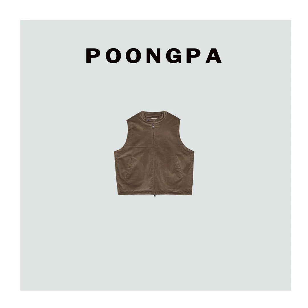 POONGPA/“复古延续”立体裁剪艺术休闲马甲/小众设计中大码显瘦