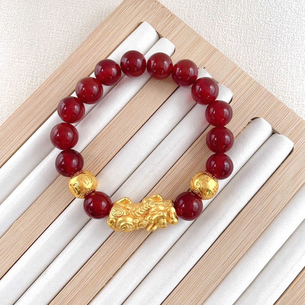 合金手链 【中阿】迪拜锡金女款红色貔貅手链YG