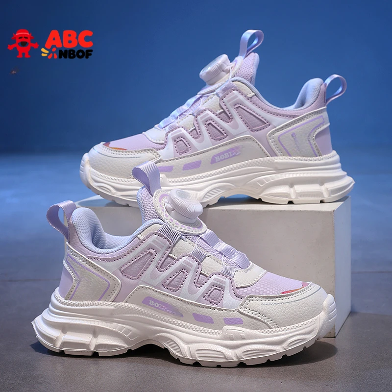 ABC NBOF童鞋女童2025春秋新运动鞋皮面防水儿童小公主休闲潮鞋子