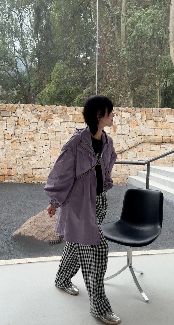 【紫色超薄风衣】进口定制面料风衣J25WT078