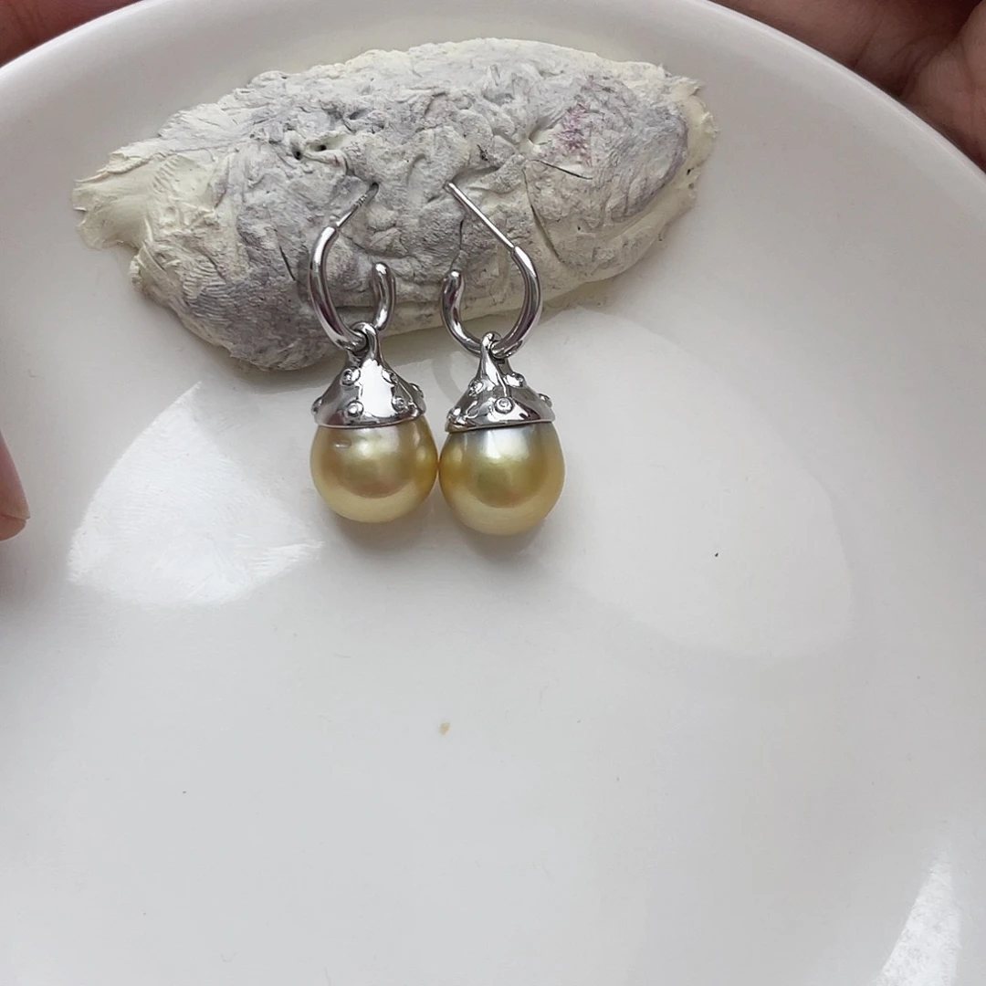 海水珍珠耳饰银S925镶嵌