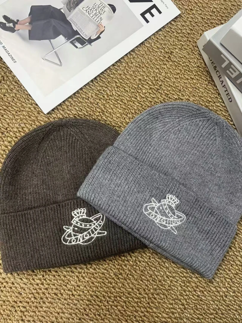 新款时尚星球针织帽秋冬季百搭美式复古帽保暖冷帽