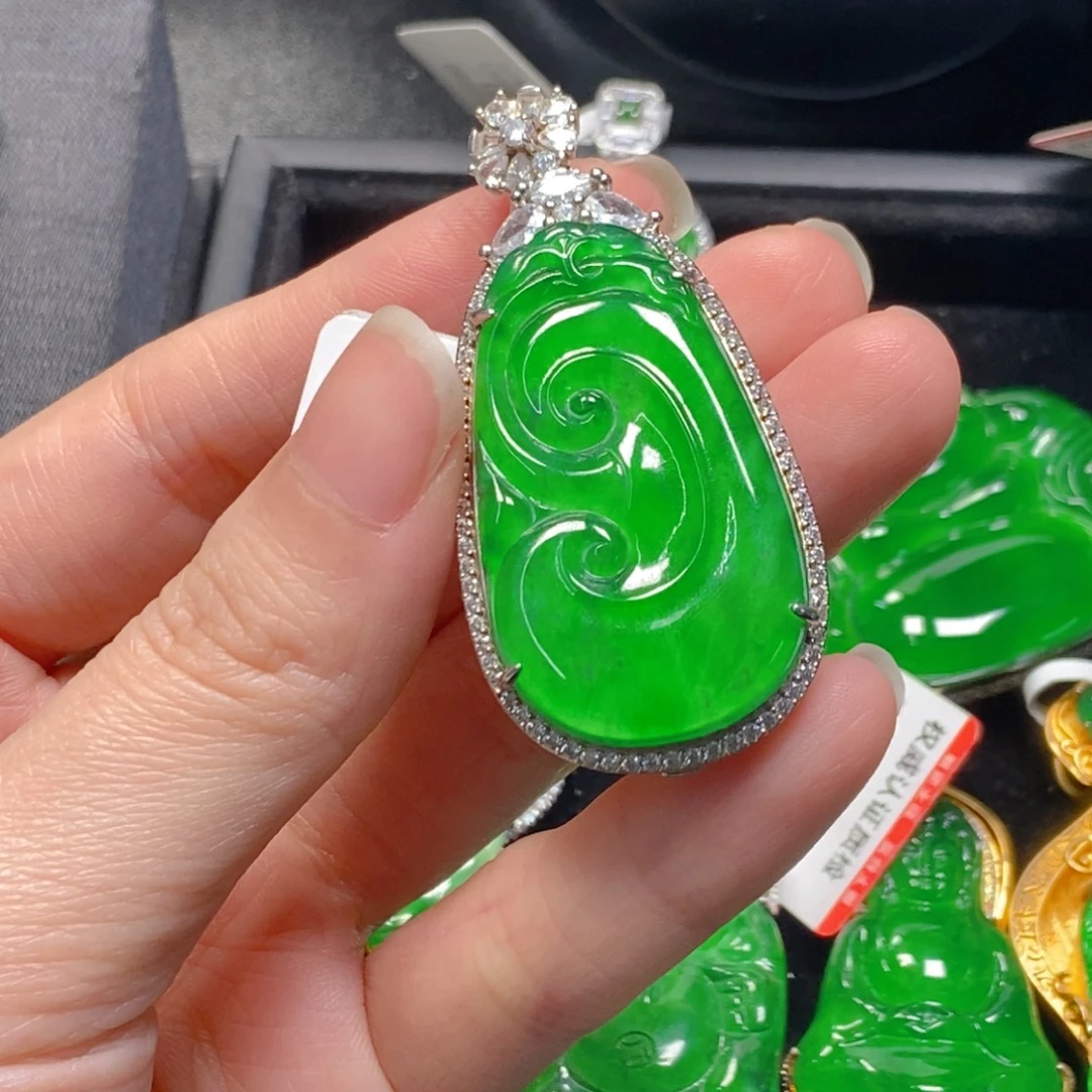 翡翠银S925镶嵌吊坠(不含链)
