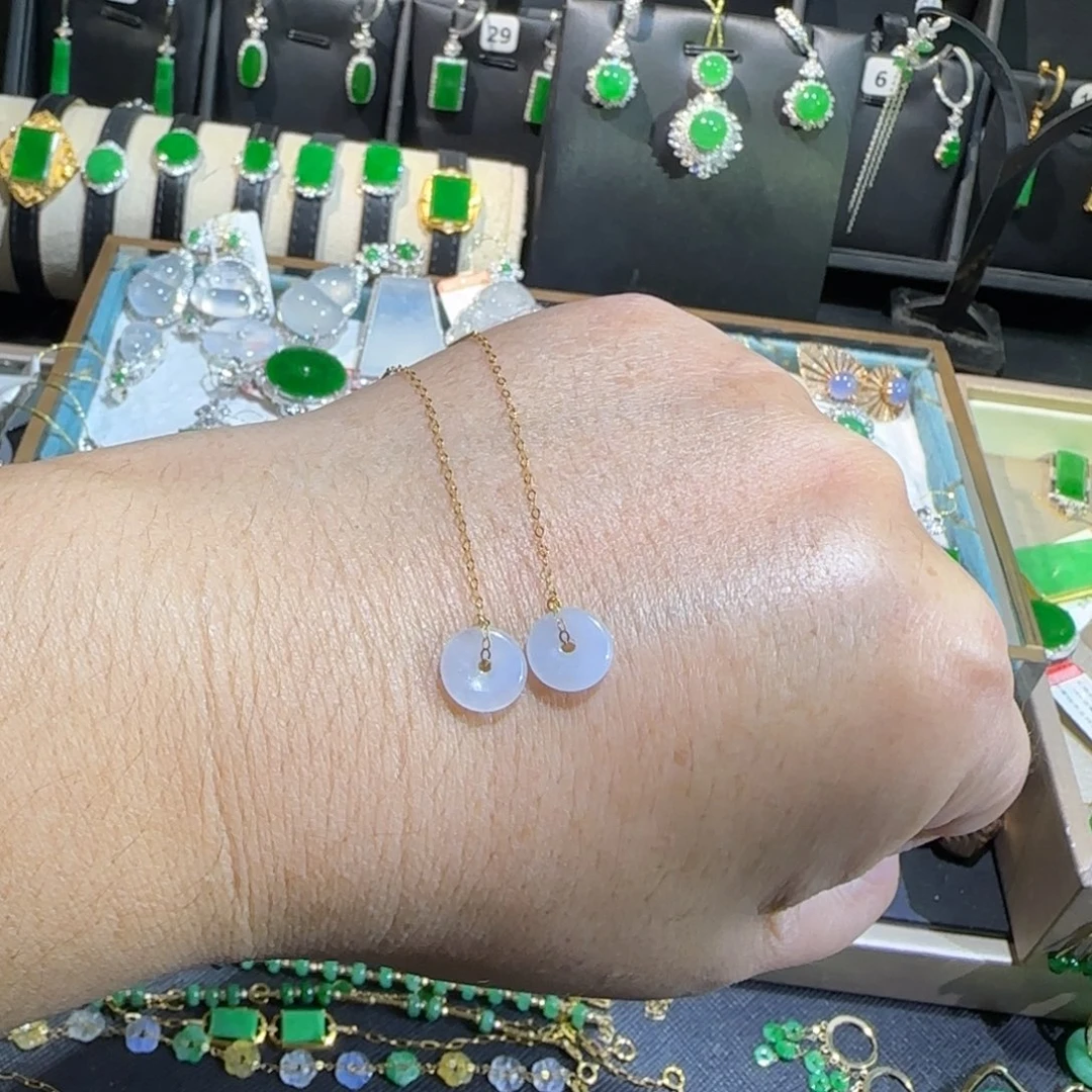 翡翠18K金镶嵌颈饰耳线