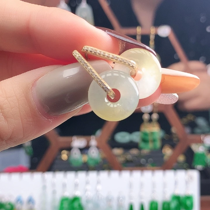 翡翠银S925镶嵌耳饰耳饰