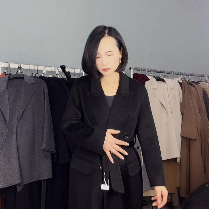 双面呢大衣黑色S码