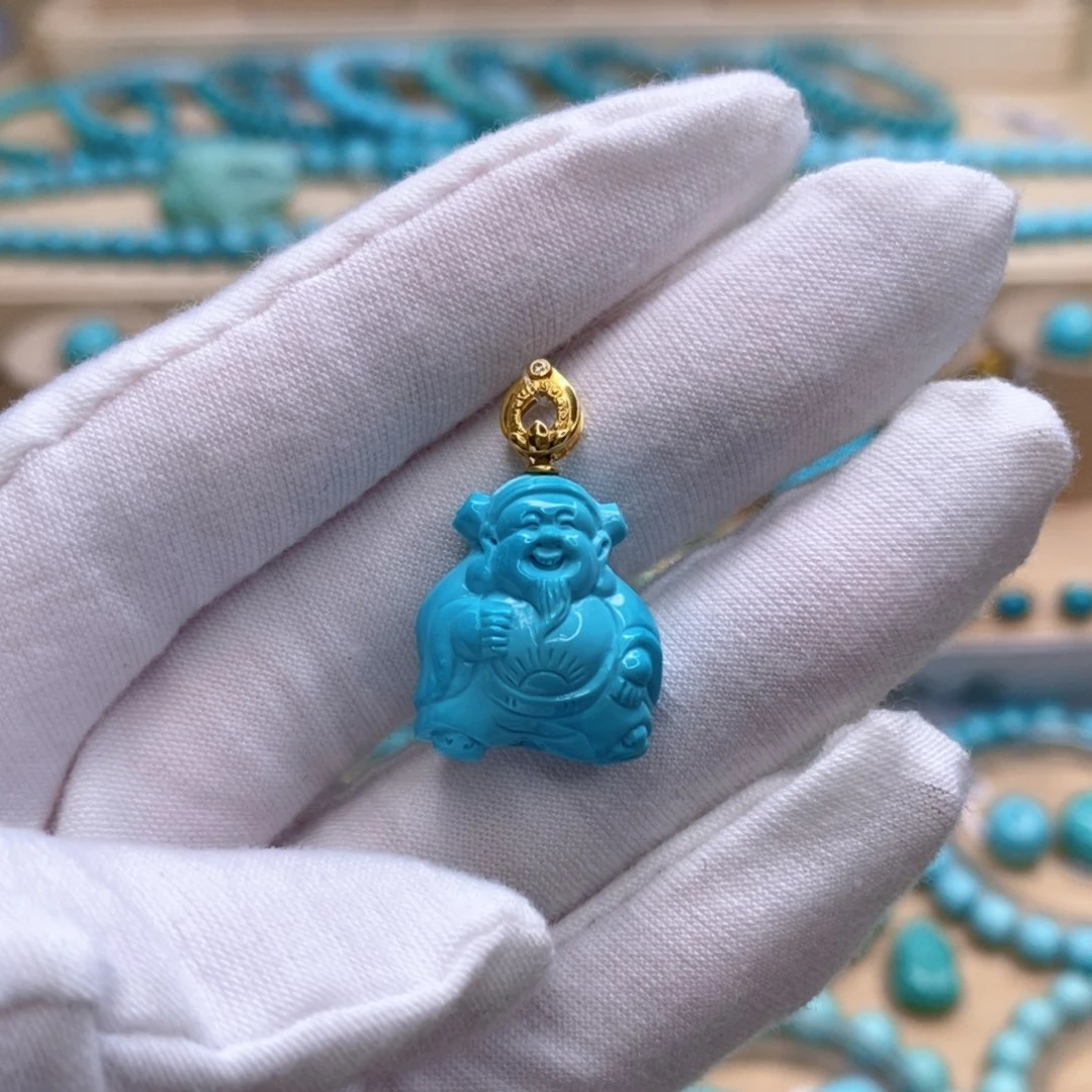 绿松石18K金镶嵌珠宝奇石