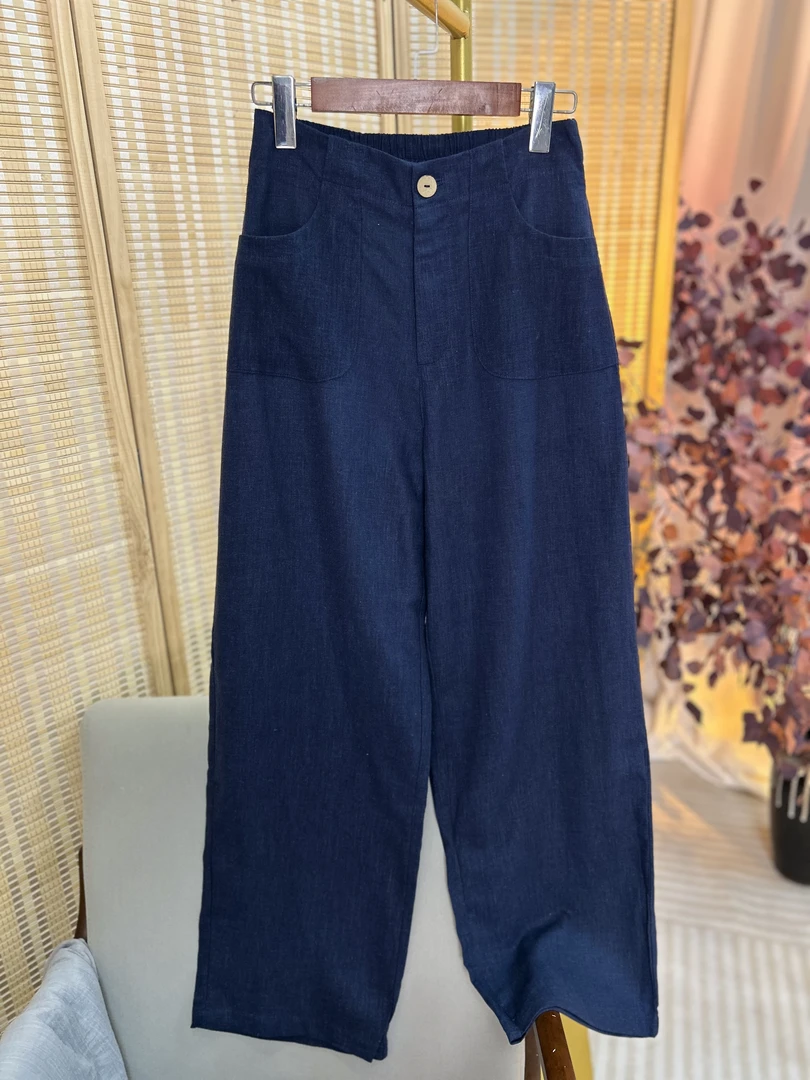 Y3[加长直筒]法国水洗纯亚麻雨露原色25春夏垂感显瘦女香蕉弯刀裤