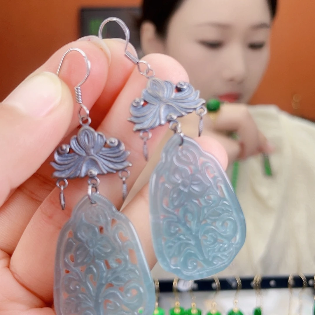 翡翠未镶嵌耳饰饰品