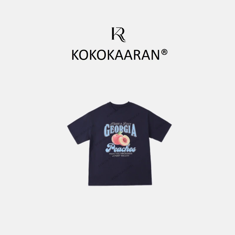 kokokaaran/可可咔伦100%棉25新款圆领水蜜桃印花短袖T恤SH250127