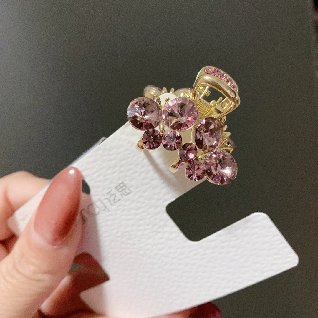 泛思550浅色酒红蝴蝶翩翩2.5公分抓夹顶夹时尚轻奢迷你小抓夹