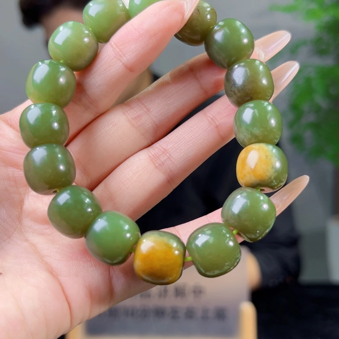 2***2和田玉未镶嵌手链纯天然河莫玉卡14