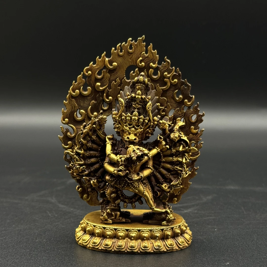 锦艺杂项-大威德金刚11.5cm（铜鎏金）
