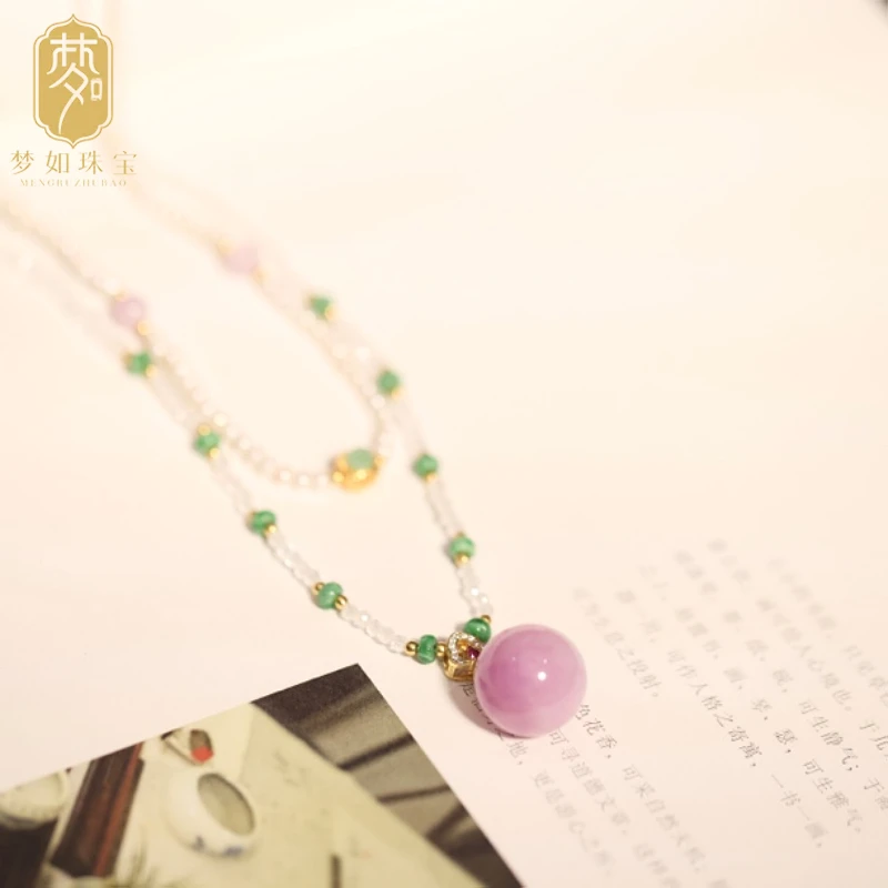 紫缘·银镶紫锂辉项链SY