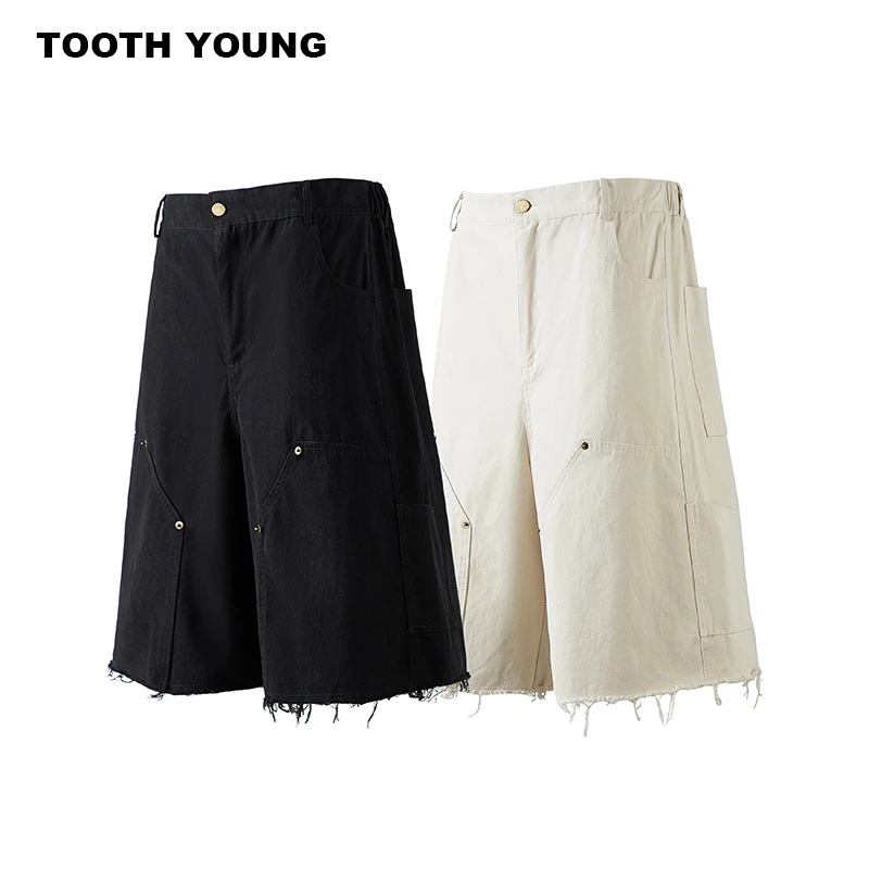 TOOTH YOUNG 【美式流苏】夏季休闲短裤铆钉男士宽松五分裤