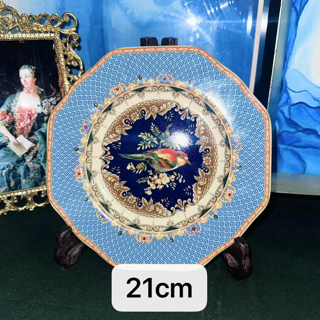 欧洲名画 cz 彩色鸟 八角盘