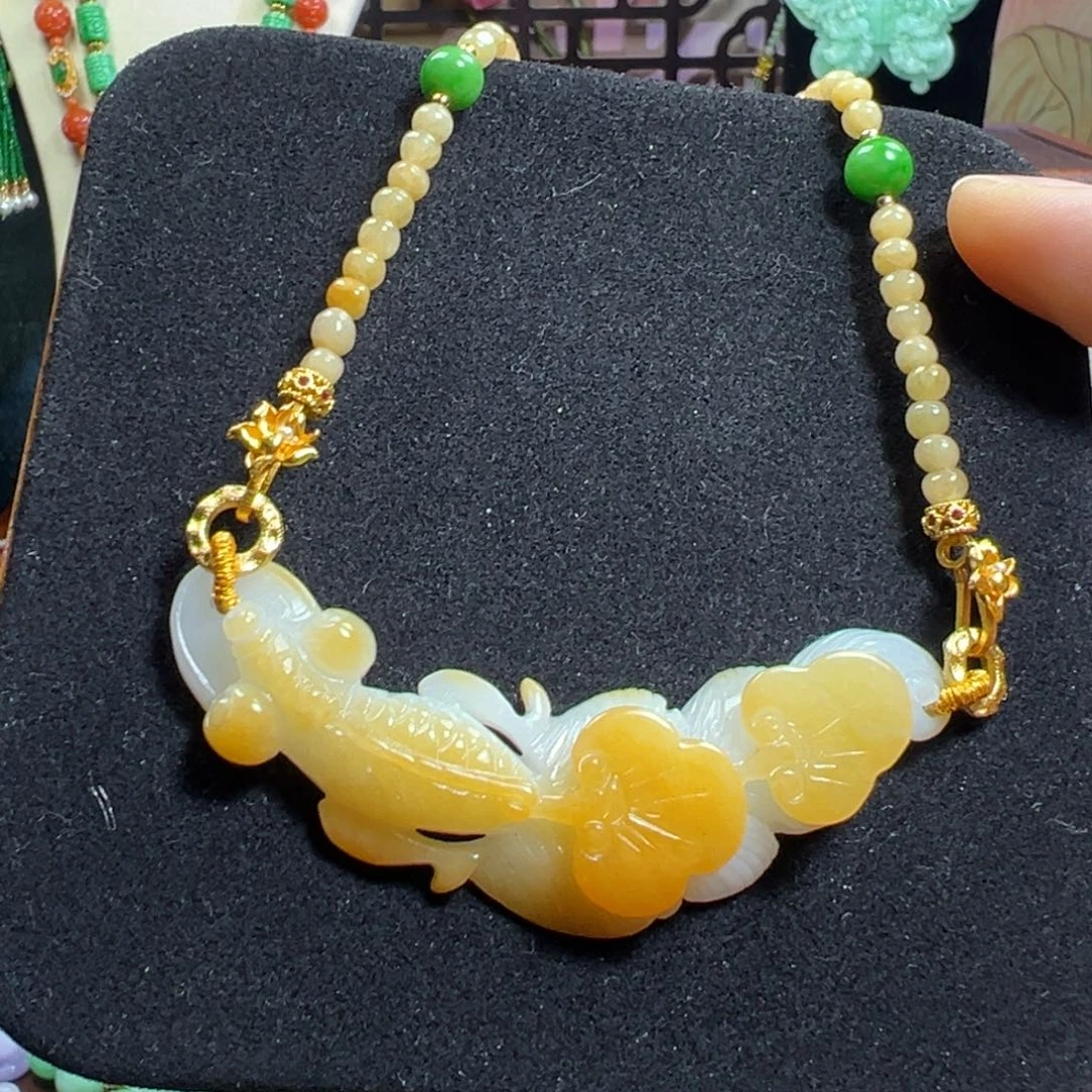 翡翠未镶嵌毛衣链锦鲤