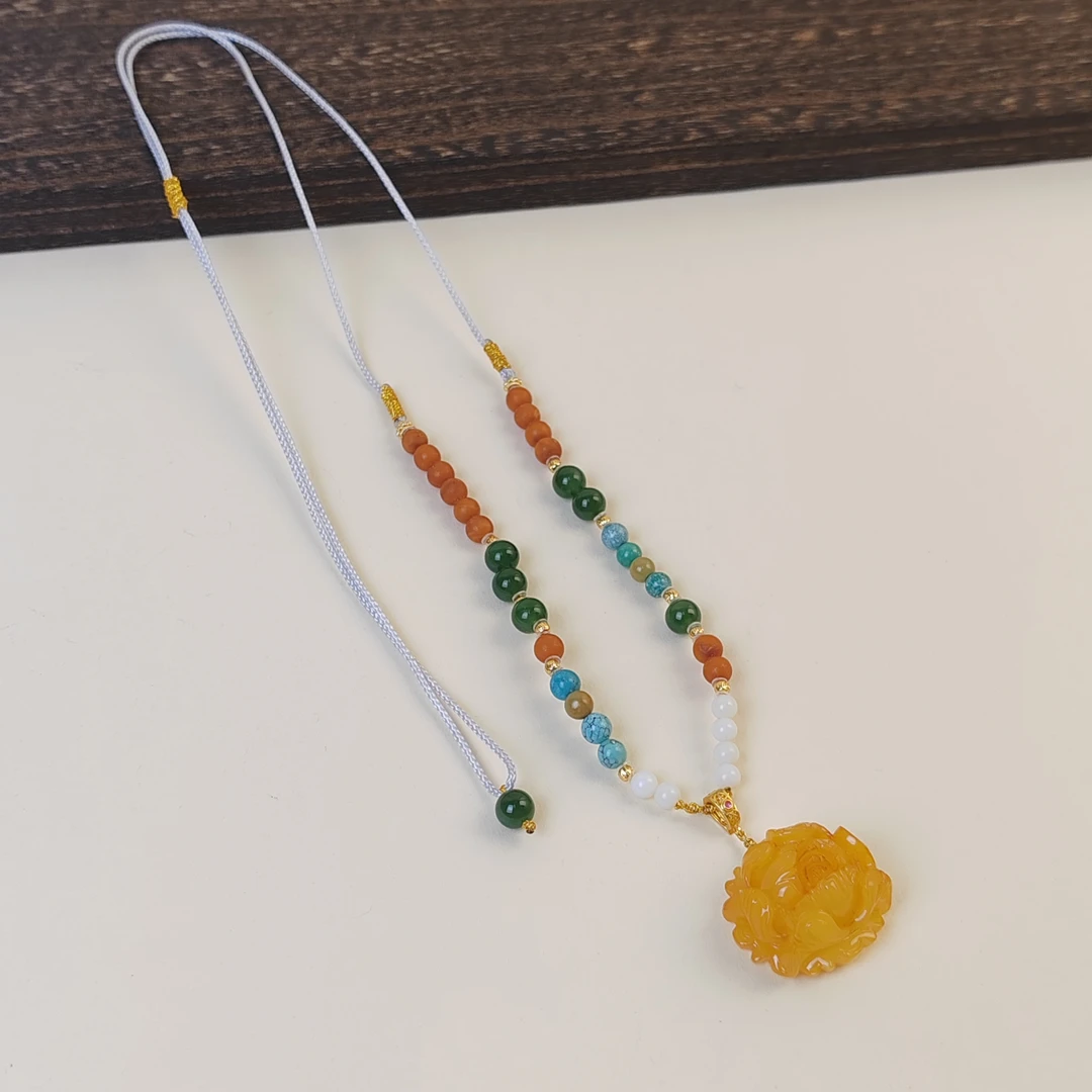 【人间富贵花】牡丹花手工编绳项链（多样性发其一）